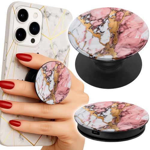 Uchwyt do telefonu Popsocket na palce/stojak RÓŻOWO BIAŁY MARMUREK KAMIENNE na Arena.pl