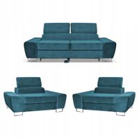 Zestaw mebli wypoczynkowych Bosso Sofa 2os fotele niebieskie