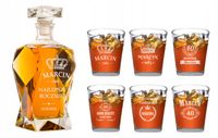 KARAFKA DO WHISKY Z GRAWEREM 6 SZKLANEK URODZINY ŚLUB KAWALERSKI ŚWIADEK