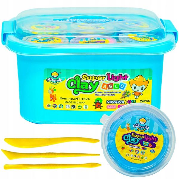 ZESTAW Magiczna PLASTELINA MASA PLASTYCZNA PIANKOLINA 24szt +WALIZKA +Akces zdjęcie 7