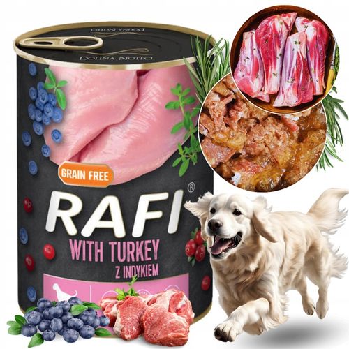 DOLINA NOTECI RAFI MOKRA KARMA DLA PSA BEZ ZBÓŻ MIX SMAKÓW PUSZKA 24x400g na Arena.pl