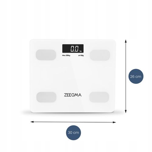 Waga łazienkowa analityczna SMART BIAŁA 17w1 iOS Android BMI do 200 kg na Arena.pl