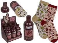 Zestaw Dwóch Par Skarpetek z Motywem Wina w Butelce