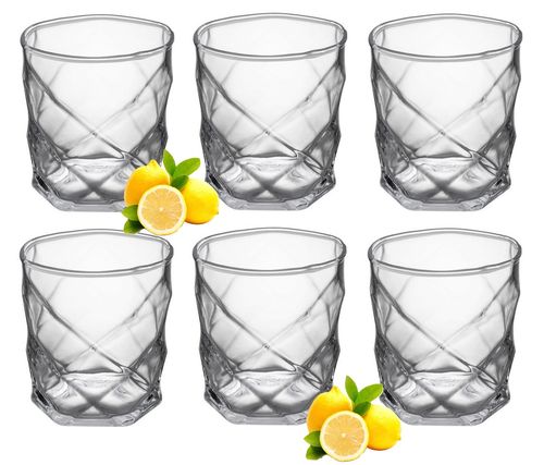 Komplet zestaw 6 szklanek do napojów wody drinków 330 ml geometryczny wzór na Arena.pl