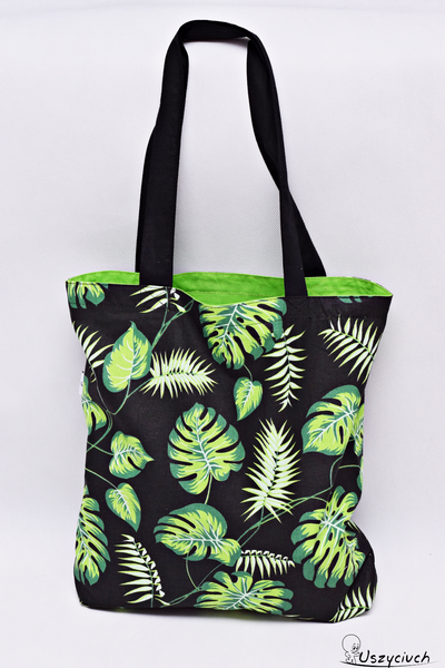 Torba na zakupy bawełniana shopperka eko zakupowa liście monstera zdjęcie 1