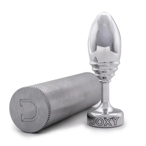 doxy ribbed plug aluminiowy - anatomiczny kształt, 7 cm, srebrny na Arena.pl