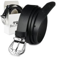 Beltimore Skórzany Damski Pasek Do Spodni 3 Cm Czarny U61