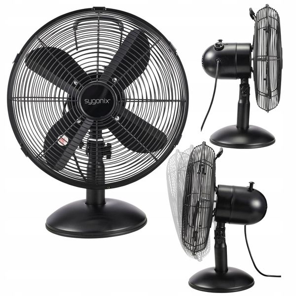 Wentylator stołowy REGULACJA 3 prędkości OSCYLACJA 4 Łopatki 40 W Sygonix zdjęcie 1