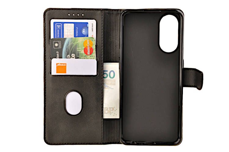 Etui portfel Wallet do Oppo A78 5G czarny zdjęcie 3