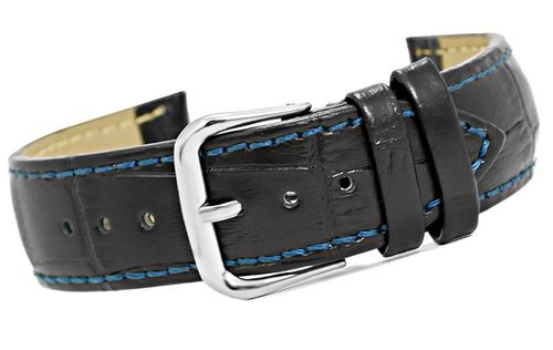 pasek do zegarka - skóra 20 mm 20k11 czarno-niebieski na Arena.pl