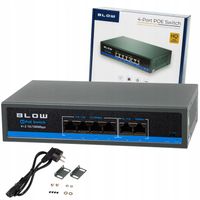 SWITCH POE DO KAMER 4xPOE 100Mbps 2xUpLINK 75W BLOW Extend mode