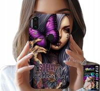 ETUI DO XIAOMI NOTE 7 - ANTI SOCIAL BUTTERFLY RÓŻOWY MOTYL + SZKŁO