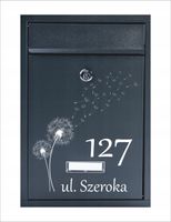 SKRZYNKA POCZTOWA NA LISTY ANTRACYT TWÓJ NAPIS RÓŻNE WZORY ADRES NADRUK UV