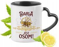 Dla Darii Kubek Czarny Z Uszkiem W Kształcie Serca Na Prezent Z Nadrukiem