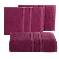 Ręcznik bambusowy z ozdobną bordiurą w pasy MILA 70X140 amarantowy