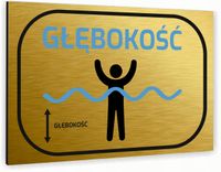 Tabliczka znak informacyjny 40x30 Złota GŁĘBOKOŚĆ Nierdzewna NADRUK UV