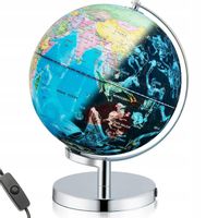OBROTOWY GLOBUS ŚWIATA PODŚWIETLANY 3 W LAMPKĄ NOCNĄ LED DLA DZIECI