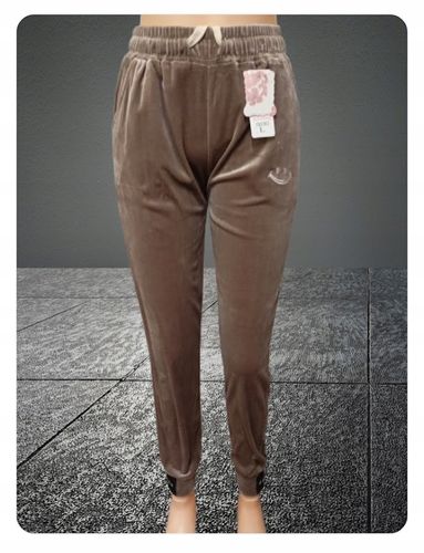 Spodnie welurowe z kieszeniami bawełna MODNE prążki DASIRE L brązowe na Arena.pl