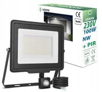 Naświetlacz halogen lampa LED 100W czujnikiem ruchu PIR Barwa NEUTRALNA sl