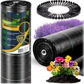 AGROTKANINA 90G NA CHWASTY UV GRUBA CZARNA MOCNA 1,6x50m + 50 SZPILEK