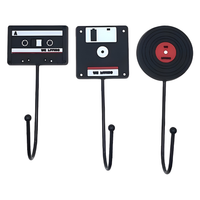 Haczyki Samoprzylepne Metalowe Retro na Ścianę Czarne 13cm 3 Sztuki