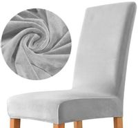 POKROWIEC NA KRZESŁO WELUR PREMIUM AKSAMIT ELASTYCZNY JASNY SZARY