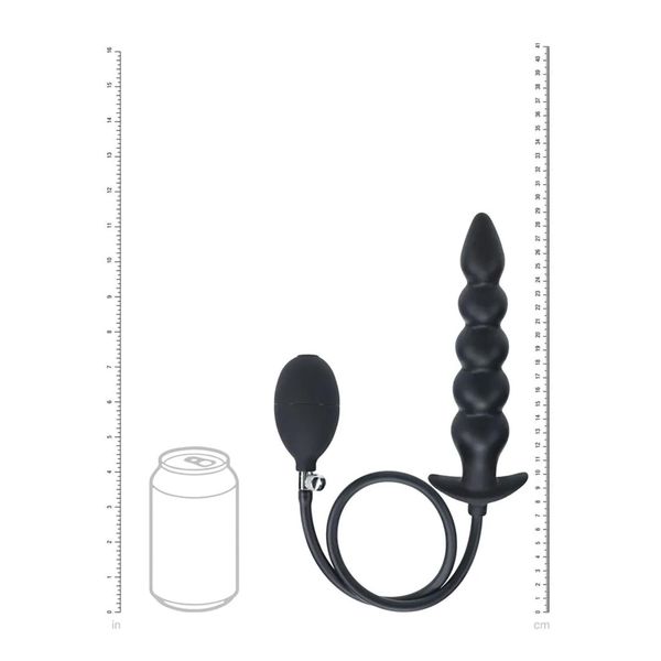 Beaded Inflatable Silicone Anal Plug - Black zdjęcie 6