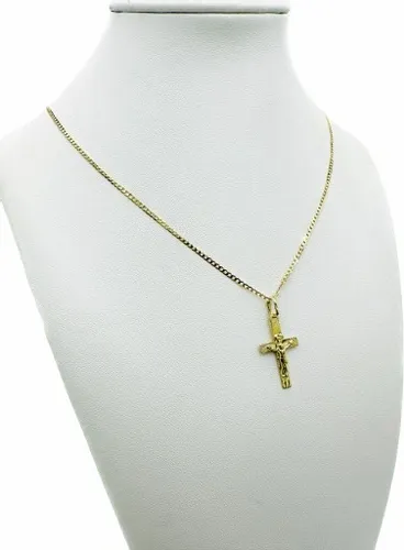 ZŁOTY ŁAŃCUSZEK 585 Krzyżyk KOMUNIA CHRZEST na Arena.pl