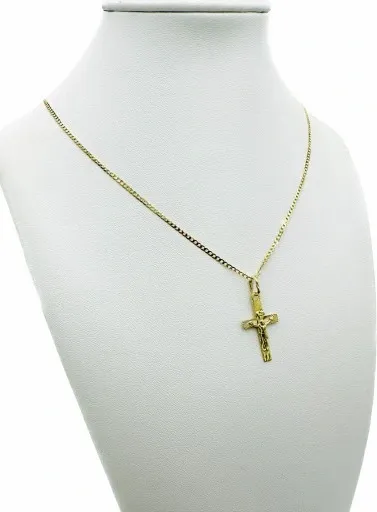 ZŁOTY ŁAŃCUSZEK 585 Krzyżyk KOMUNIA CHRZEST zdjęcie 6