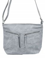 Paola Bags - torebka worek dwie kieszonki na zamek szary 5578-121