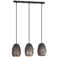 LAMPA wisząca HARLEY MDM-3480/3 GR+GD Italux metalowa OPRAWA geometryczny ZWIS kaskada grafitowa złota szampańska