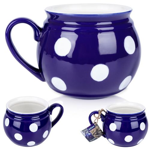 Kubek ceramiczny niebieski w grochy 850 ml na Arena.pl