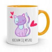 Kubek Żółty Dla Dziewczyny Kocham Cię Myszko Z Nadrukiem Ze Zdjęciem