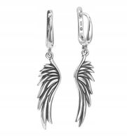 Srebrne kolczyki oksydowane skrzydła anioła długie wiszące pr925 + pudełko