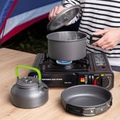 Zestaw garnków kempingowych pod namiot survival czarny