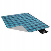 NIEBIESKA KRATKA KOC PIKNIKOWY 250x200cm Polar+ALUMINIUM od spodu izolacja