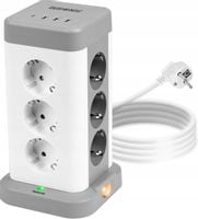 LISTWA ANTYPRZEPIĘCIOWA OCHRONNA 16w1 !!! 12 GNIAZDEK !+ 3 USB + 1 USB-C !