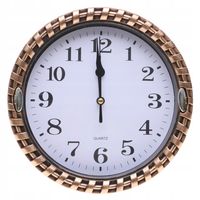 ZEGAR ŚCIENNY 21cm Cichy Płynna Praca DUŻE Cyfry Złoty A5915