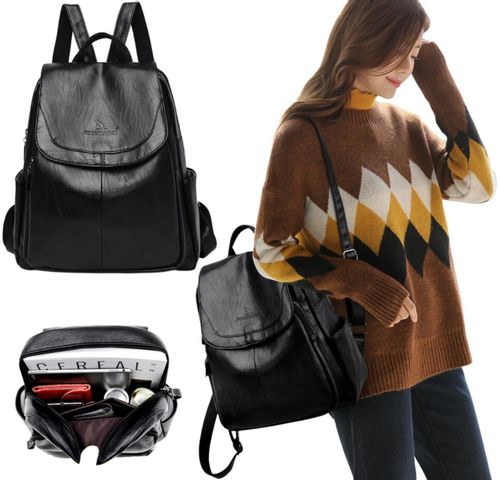 Skórzany Plecak Damski Szkoły Pracy Miejski Czarny na Arena.pl