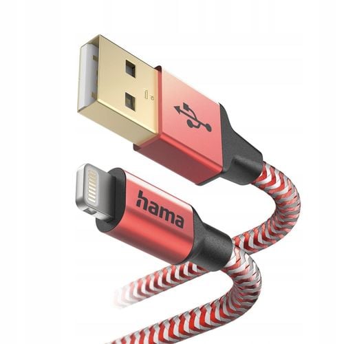 Kabel HAMA Ładujący/data Reflected USB typ A - Lightning 1.5m Czerwony na Arena.pl