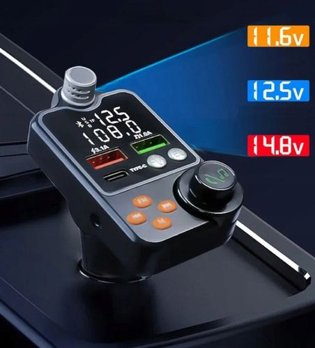 TRANSMITER FM ZESTAW GŁOŚNOMÓWIĄCY BT 5.0 ŁADOWANIE QC 3x USB PD RGB AUDIO na Arena.pl