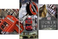 60 90CM OBRAZ 3 ELEM LONDYN ŚCIENNY DRUK PŁÓTNO