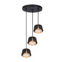 LAMPA WISZĄCA ŻYRANDOL GX53 LED CZARNO ZŁOTY TRZY OPRAWY REFLEKTORY