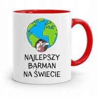 Kubek Czerwony Dla Najlepszego Barmana Na Świecie Z Nadrukiem Ze Zdjęciem