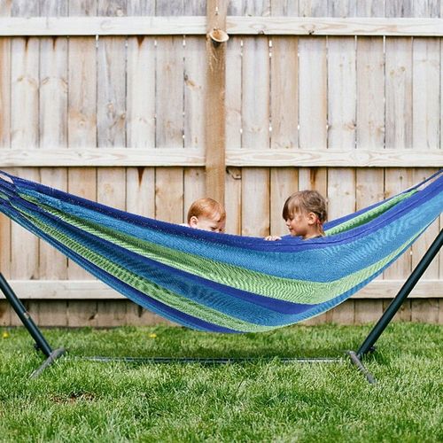 HAMAK OGRODOWY ze stelażem dwuosobowy brazylijski DUŻY RED GARDEN ZESTAW na Arena.pl