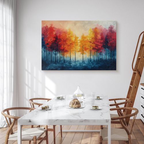 Obraz Na Płótnie Do Salonu Jesienny Las Akwarela Abstrakcja 100cm x 70cm na Arena.pl