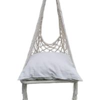 HAMAK AŻUROWY FOTEL WISZĄCY BOCIANIE GNIAZDO 60x60x150CM Z PODUSZKĄ ECRU