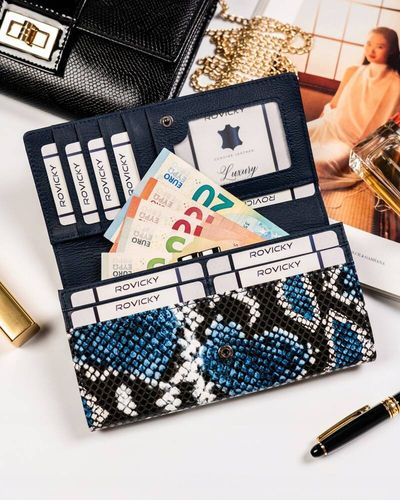 duży portfel damski o fakturze imitującej skórę węża - 4u cavaldi na Arena.pl