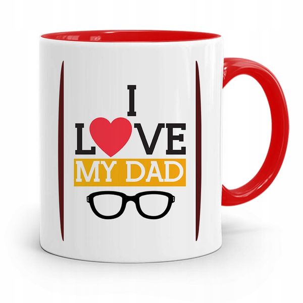 Kubek Czerwony Dla Taty Ojca I Love My Dad Prezent Z Nadrukiem Ze Zdjęciem zdjęcie 1