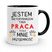 Kubek Czarny Dla Weterynarza Praca To Przyjemność Z Nadrukiem Ze Zdjęciem